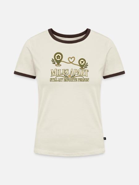 Armee Ehefrau Militär Ehefrau Einsatz - Frauen Kontrast-T-Shirt - Off-White/Dunkelbraun