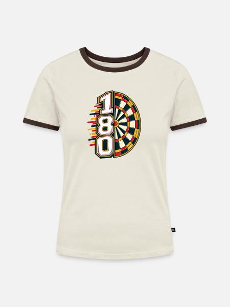 180 Dartboard Kraftgrafik - Frauen Kontrast-T-Shirt - Off-White/Dunkelbraun