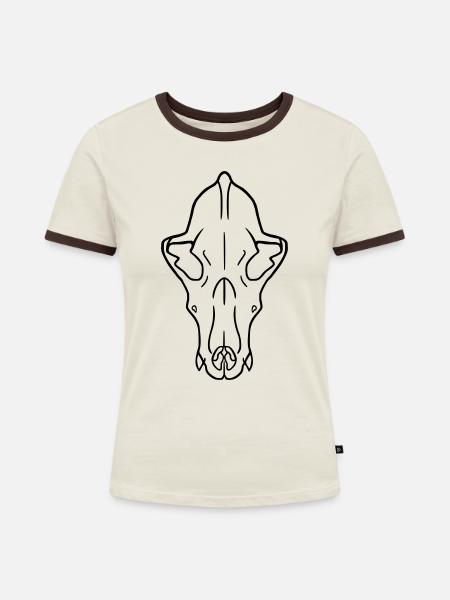 Dog Skull - Frauen Kontrast-T-Shirt - Off-White/Dunkelbraun
