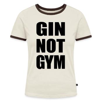 GIN - Frauen Kontrast-T-Shirt - Off-White/Dunkelbraun - Vorne - AI Model Female 172 dark (172cm)