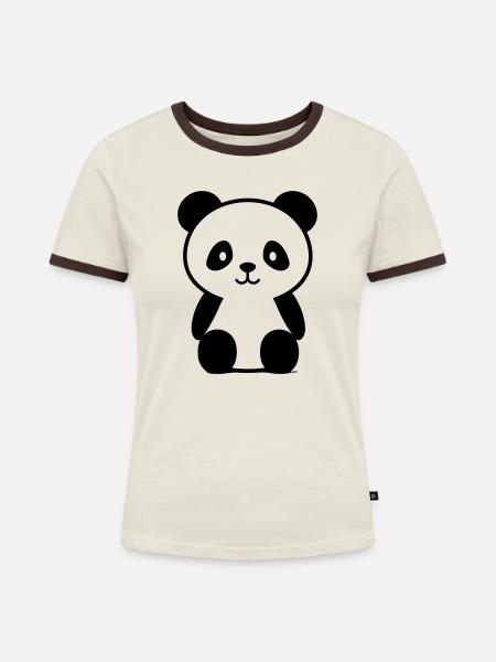 Kleiner Bär - Frauen Kontrast-T-Shirt - Off-White/Dunkelbraun
