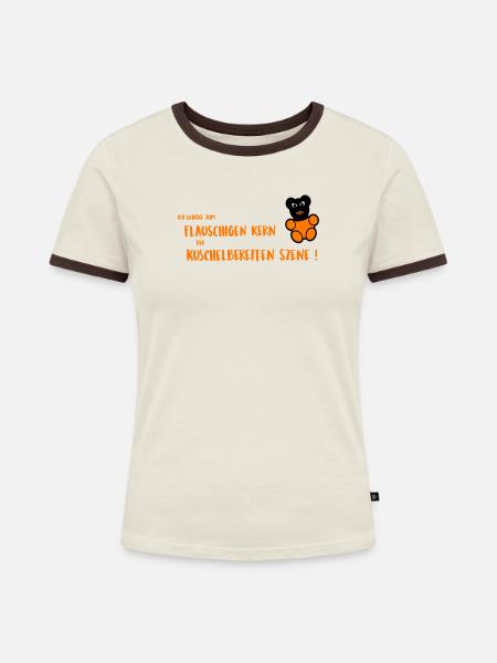 Flauschiger Kern - Frauen Kontrast-T-Shirt - Off-White/Dunkelbraun