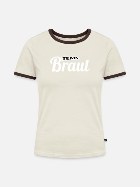 Die Braut! - Frauen Kontrast-T-Shirt - Off-White/Dunkelbraun