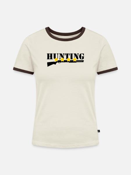 Jagd – Jäger - Frauen Kontrast-T-Shirt - Off-White/Dunkelbraun