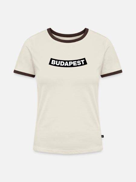 Budapest Chapter Element (JGA MC-Rocker-Design) - Frauen Kontrast-T-Shirt - Off-White/Dunkelbraun