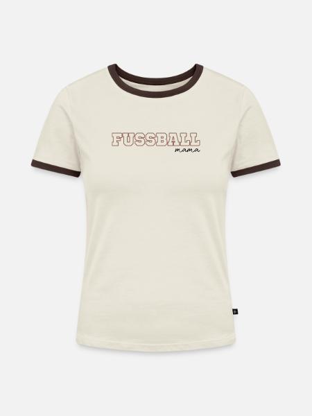 Fussball mama - Frauen Kontrast-T-Shirt - Off-White/Dunkelbraun