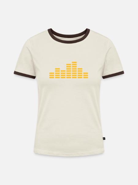 audio - Frauen Kontrast-T-Shirt - Off-White/Dunkelbraun