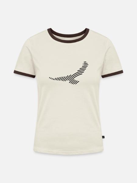 Silhouette eines Adlers - Frauen Kontrast-T-Shirt - Off-White/Dunkelbraun