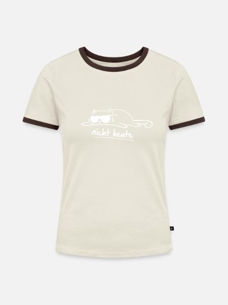 nicht heute - Frauen Kontrast-T-Shirt - Off-White/Dunkelbraun