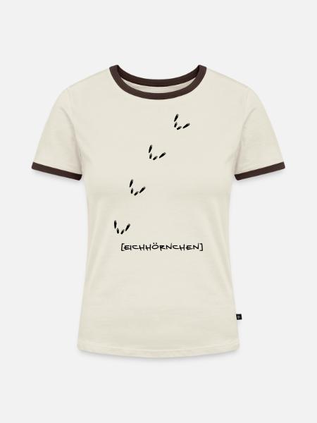 Eichhörnchen Spur - Frauen Kontrast-T-Shirt - Off-White/Dunkelbraun