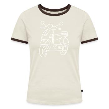 ROLLER - Frauen Kontrast-T-Shirt - Off-White/Dunkelbraun - Vorne - AI Model Female 172 dark (172cm)