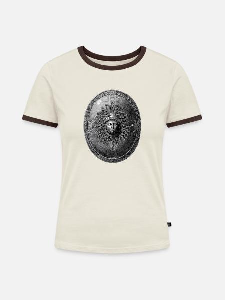 Antikes Schild – Klassische Gravur - Frauen Kontrast-T-Shirt - Off-White/Dunkelbraun