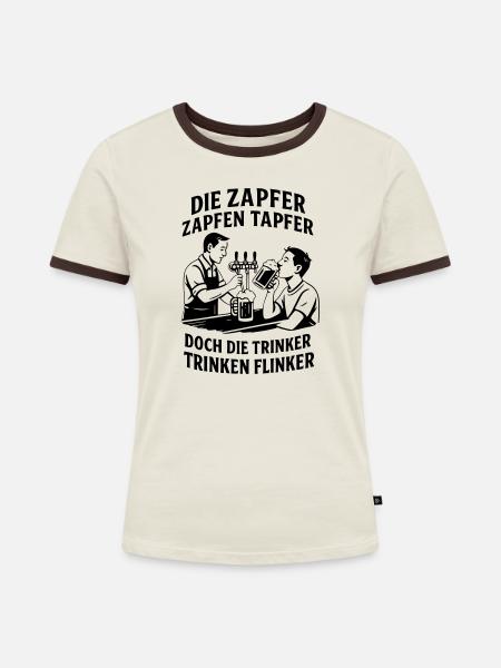 Die Zapfer zapfen tapfer - Frauen Kontrast-T-Shirt - Off-White/Dunkelbraun