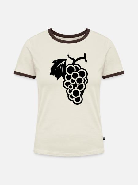 Weintraube - Frauen Kontrast-T-Shirt - Off-White/Dunkelbraun