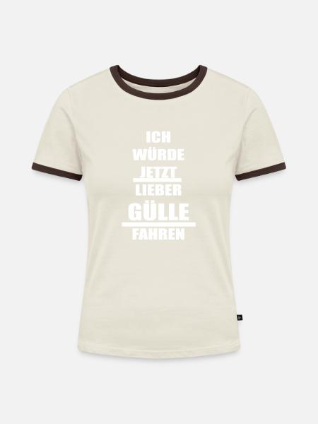 Güllefahrer - Frauen Kontrast-T-Shirt - Off-White/Dunkelbraun