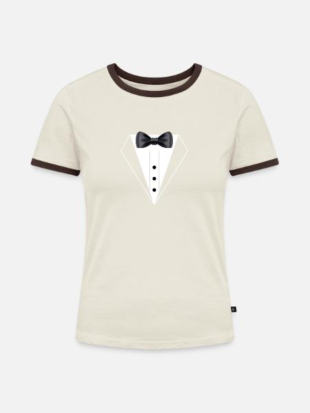 Smoking - Frauen Kontrast-T-Shirt - Off-White/Dunkelbraun