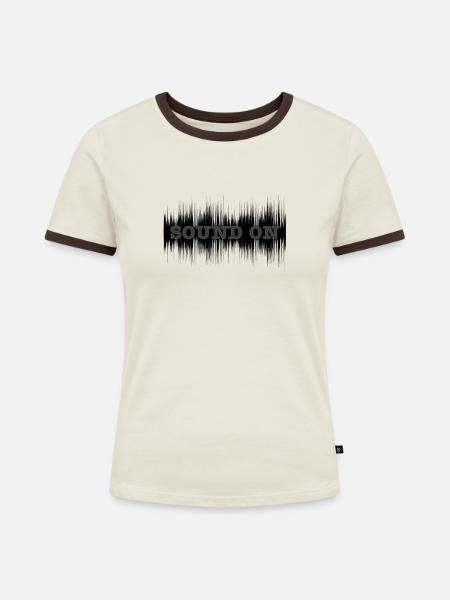 Sound On dark - Frauen Kontrast-T-Shirt - Off-White/Dunkelbraun
