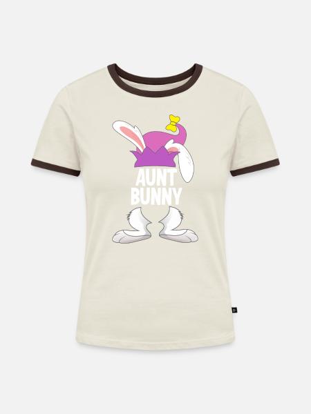 Tochter Osterhase Frohe Ostern - Frauen Kontrast-T-Shirt - Off-White/Dunkelbraun
