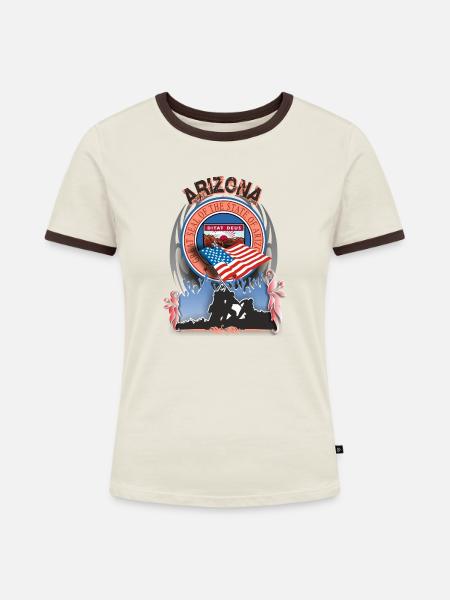 arizona - Frauen Kontrast-T-Shirt - Off-White/Dunkelbraun