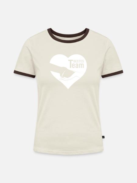 Bestes Team - Frauen Kontrast-T-Shirt - Off-White/Dunkelbraun