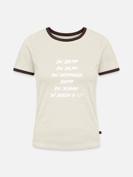 du depp du white - Frauen Kontrast-T-Shirt - Off-White/Dunkelbraun
