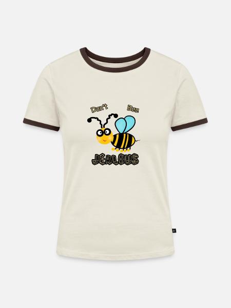 Lustige Biene - Frauen Kontrast-T-Shirt - Off-White/Dunkelbraun