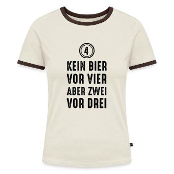 Bier vor Vier - Frauen Kontrast-T-Shirt - Off-White/Dunkelbraun - Vorne - AI Model Female 172 dark (172cm)
