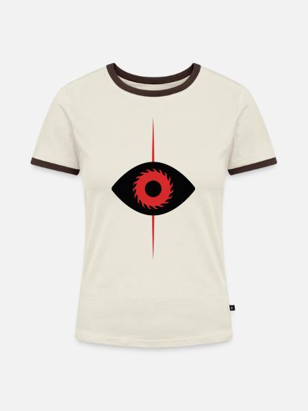 2023 Vorhersage Auge - Frauen Kontrast-T-Shirt - Off-White/Dunkelbraun