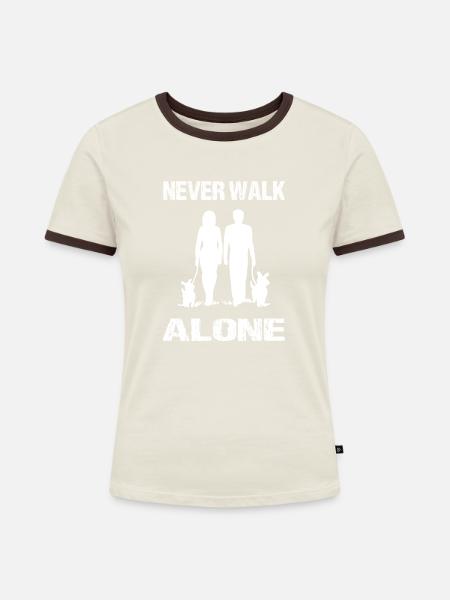 Hund - Frauen Kontrast-T-Shirt - Off-White/Dunkelbraun