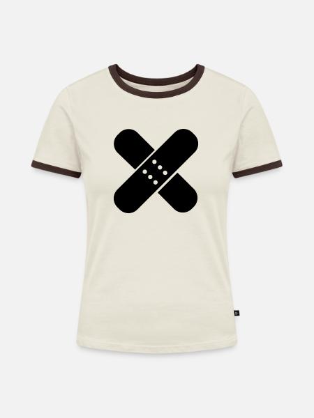 Pad - Frauen Kontrast-T-Shirt - Off-White/Dunkelbraun