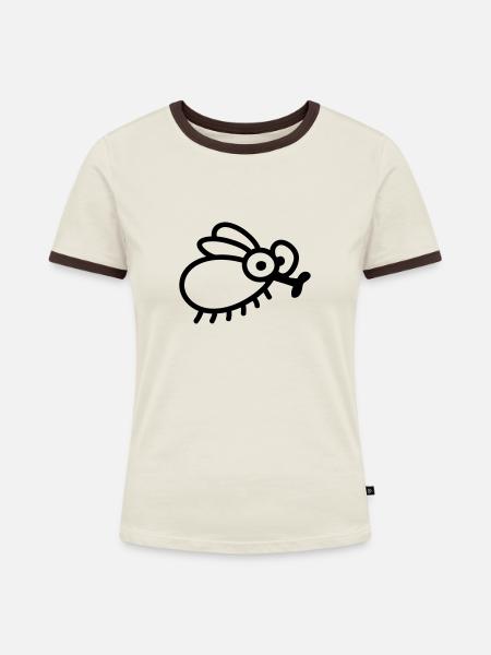 Fliege - Line - Frauen Kontrast-T-Shirt - Off-White/Dunkelbraun