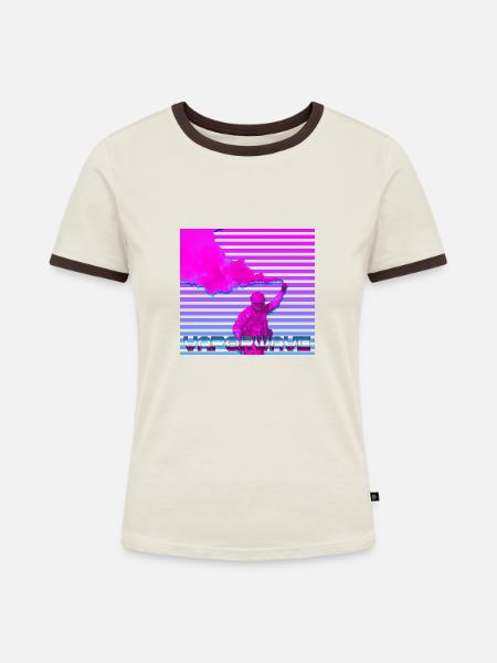 Vaporwave Soldat - Frauen Kontrast-T-Shirt - Off-White/Dunkelbraun