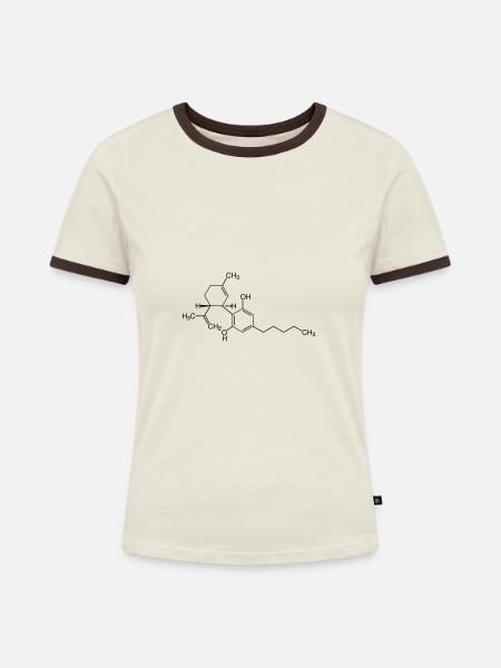 CBD - Cannabidiol - Frauen Kontrast-T-Shirt - Off-White/Dunkelbraun