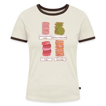 Pastellcookies Stack-Design - Frauen Kontrast-T-Shirt - Off-White/Dunkelbraun - Vorne - AI Model Female 172 dark (172cm)