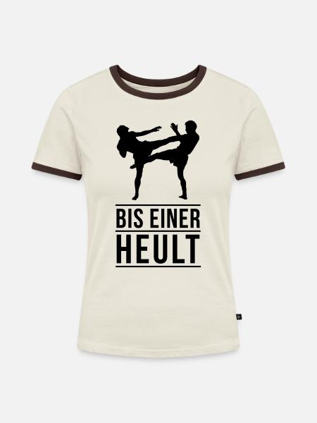 BIS EINER HEULT! - Frauen Kontrast-T-Shirt - Off-White/Dunkelbraun