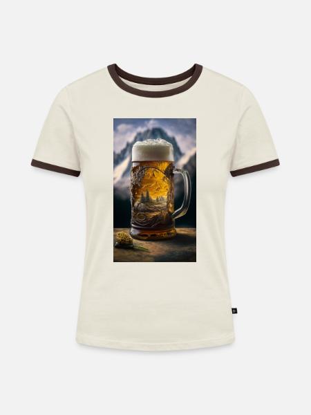 Mass Bier - Frauen Kontrast-T-Shirt - Off-White/Dunkelbraun
