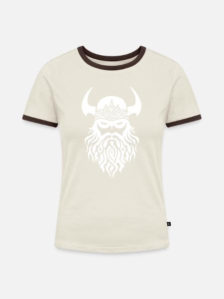 Wikinger Helm Krieger Valhalla - Frauen Kontrast-T-Shirt - Off-White/Dunkelbraun