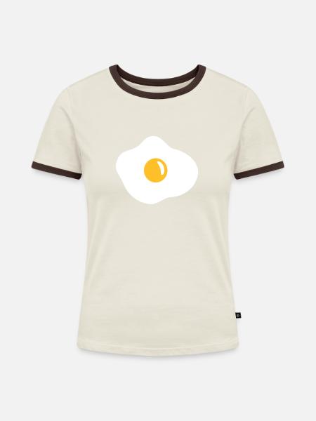 Spiegelei - Ei - Frauen Kontrast-T-Shirt - Off-White/Dunkelbraun