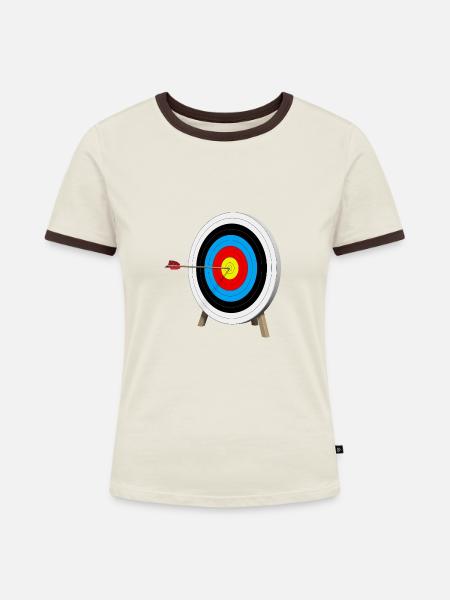 Zielscheibe Treffer - Frauen Kontrast-T-Shirt - Off-White/Dunkelbraun