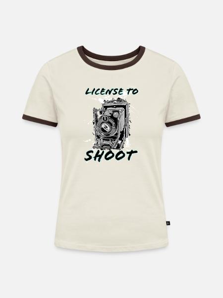 Lizenz zum Knipsen - Frauen Kontrast-T-Shirt - Off-White/Dunkelbraun