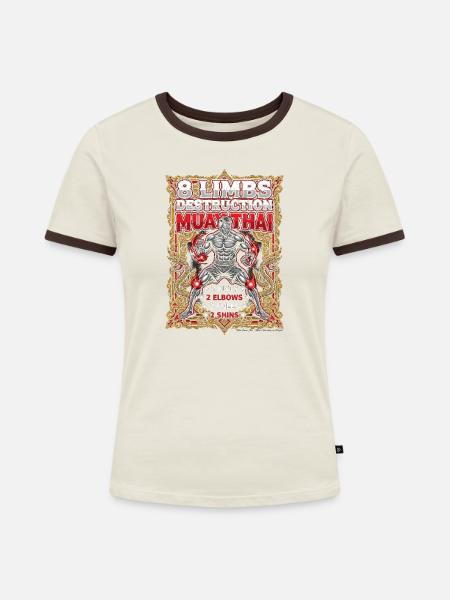 8 Limbs Muay Thai Destruction - Frauen Kontrast-T-Shirt - Off-White/Dunkelbraun