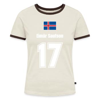 Island Trikot Nr.17 - Frauen Kontrast-T-Shirt - Off-White/Dunkelbraun - Vorne - AI Model Female 172 dark (172cm)