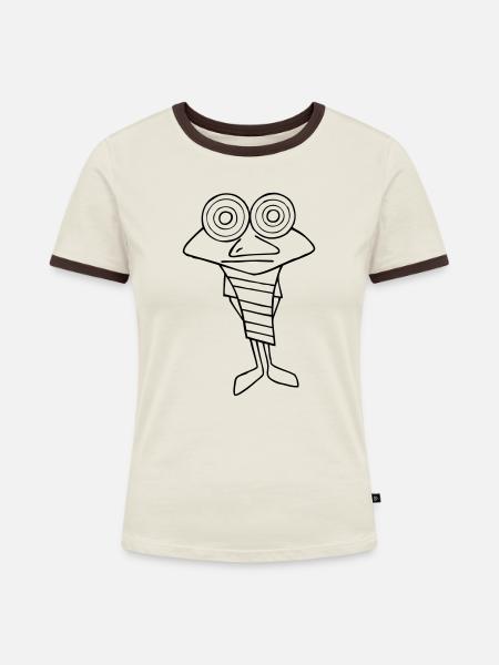 Monster "Hypno" - Frauen Kontrast-T-Shirt - Off-White/Dunkelbraun