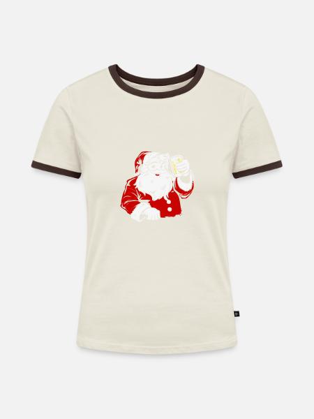 Pfälzer Weihnachtsmann dubbeglas Pfälzer - Frauen Kontrast-T-Shirt - Off-White/Dunkelbraun