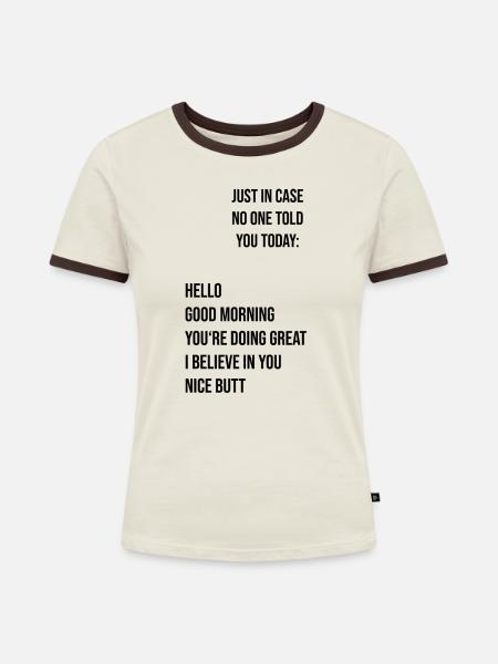 Just in case - Frauen Kontrast-T-Shirt - Off-White/Dunkelbraun
