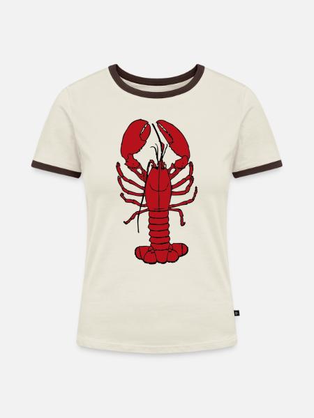 Lobster - Frauen Kontrast-T-Shirt - Off-White/Dunkelbraun