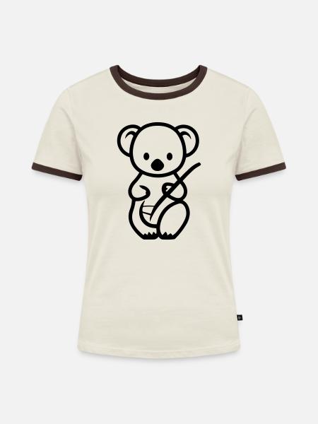 Koala - Frauen Kontrast-T-Shirt - Off-White/Dunkelbraun