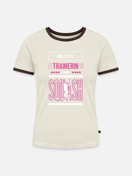 Beste Squash Trainerin Squashtrainerin Squasherin - Frauen Kontrast-T-Shirt - Off-White/Dunkelbraun