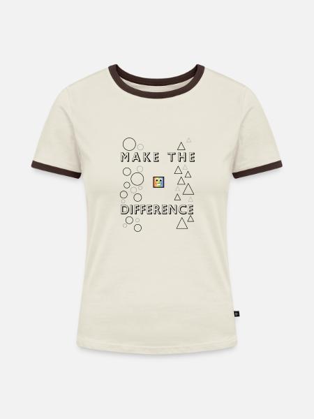 Make The Difference - Frauen Kontrast-T-Shirt - Off-White/Dunkelbraun