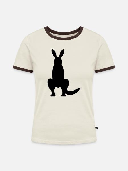 Känguru - Frauen Kontrast-T-Shirt - Off-White/Dunkelbraun